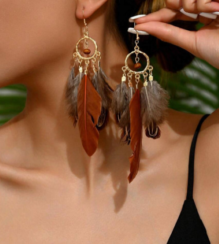 Long feather earrings - feather,