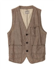 REPLAY Mens Waistcoat Large Grey Pinstripe Linen CA05