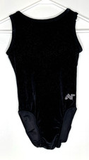 Alpha Factor CL Gymnastics Leotard Child Girls Large L Black Velvet Velour