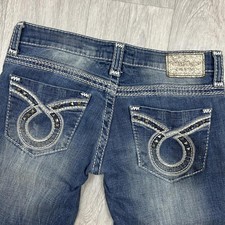 Y2K Big Star Liv Boot Ultra Low Rise Bootcut Jeans W29L33 Embellished Denim