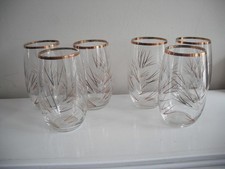 Set of 6  Vintage Etched Clear