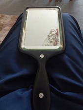 Victorian Dressing Table  HandMirror With Mother Of Pearl Inlay, Bevelled Edges