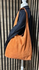 Italian Designer Suede Leather Large Tote Shopper Slouchy Hobo Shoulder Bag Y2K