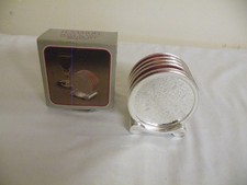 Vintage Silver Plated H Samuel Drinks Coaster Set Of 6 With Stand  & Boxed