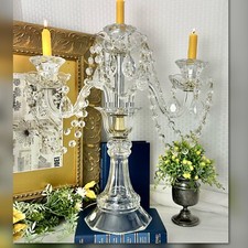 Candelabra Crystal Clear Industries Upcycled with Hanging Crystals Gold & Silver