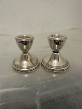 Pair of small vintage Sterling silver Hallmarked squat candlestick holders