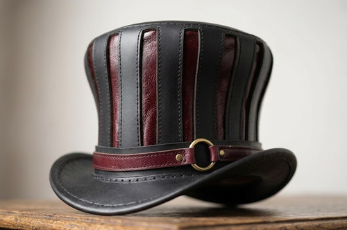 Steampunk leather top hat - leather, for
