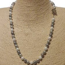 Silver Tone Grey Faux Pearl