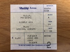 Simply Red at Wembley 1987 Used Ticket