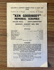 Ken Goodbody Memorial Scramble programme 26th August 1962. Malvern Motor Cycling