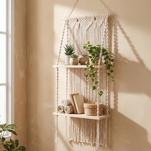 Boho macrame wall hanging - boho, wood