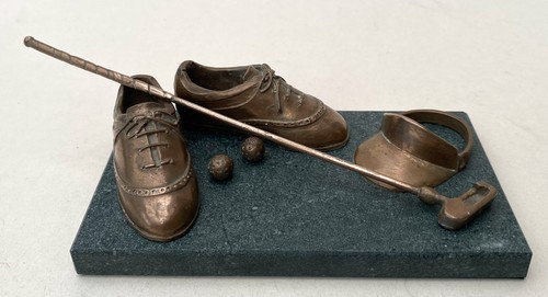 Golf sculpture bronze shoes - golf,