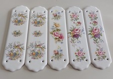 Vintage Porcelain Ceramic Floral Finger Door Push Plates 27.5 x 7.5cm  Lot Of 5
