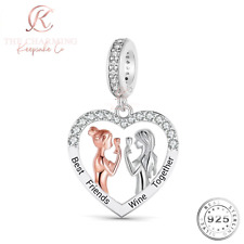 Best Friends Wine Charm Genuine 925 Sterling Silver - BEST FRIEND  Birthday Gift