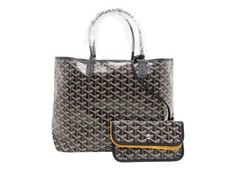 Goyard STLOUIPMLTY01CL01P Goyardine Canvas Chevroches Calfskin Black PM #037