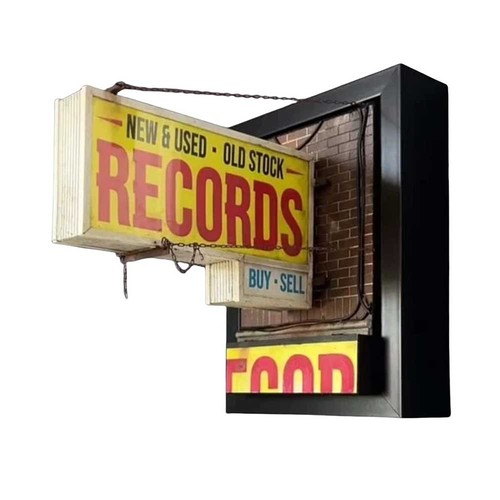 Record store retro wall light - record,
