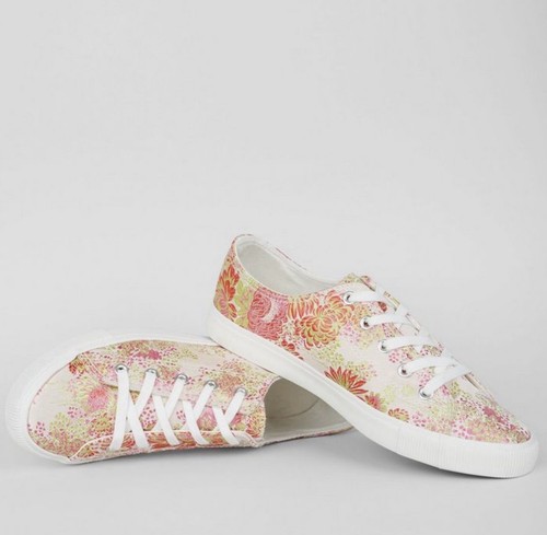 Floral satin trainers - floral, pumps