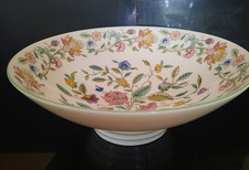 Minton Haddon Hall Green Trim Footed Bowl 1st Quality