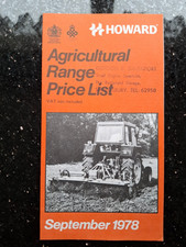 HOWARD ROTAVATOR  AGRICULTURAL HORTICULTURAL PRICE LIST SEPT 1978 220 GEM 350