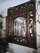 Antique Wall Mirror with Wooden Frame and Doors