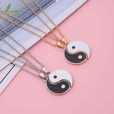 2 Pack Best Friend Necklaces Matching Yin Yang Adjustable Chain BFF Couple Gift