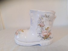 Vintage Ceramic Vase Shoe Boot Maryleigh Pottery Staffordshire Large Floral Vase