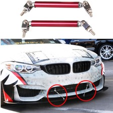 Red Universal Car Front Bumper Lip Splitter Rod Strut Tie Bar Support Kit JDM