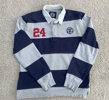 Tog 24 Eden Rugby Shirt. Size L. Grey And Navy Stripe