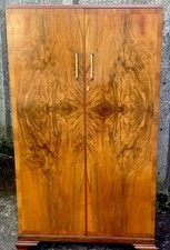 QUALITY WALNUT ART DECO TALLBOY CABINET/  HUGE STORAGE WARDROBE AMAZING VENEERS