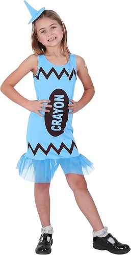 Girls blue crayon dresses - girls,