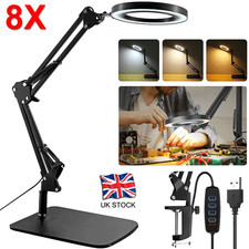 Magnifying Glass with Light and Clamp 8X Desk Magnifying Lamp 72 LED Real