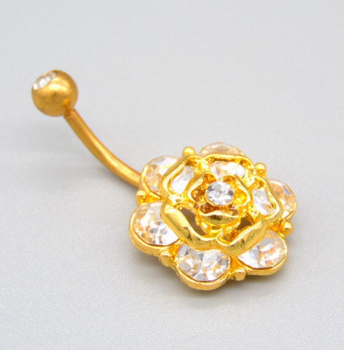 Flower belly bars button - belly,