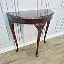 Antique Style Mahogany Half Moon Table - Hall Console Demi Lune - Carved Retro