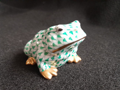 Herend fishnet green frog - herend, #