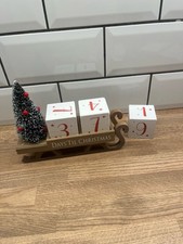 Days Til Christmas Advent Countdown Blocks Wooden Santa Sleigh Tree Rustic