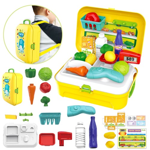 Kids toy food shopping - , cart