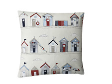 Cushion covers gift Beach hut blue, Red, White seaside holiday design handmade
