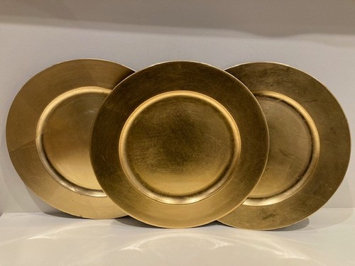 Three gold tone melamine - tone,