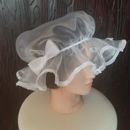 Ladies white sheer organza mop - white,