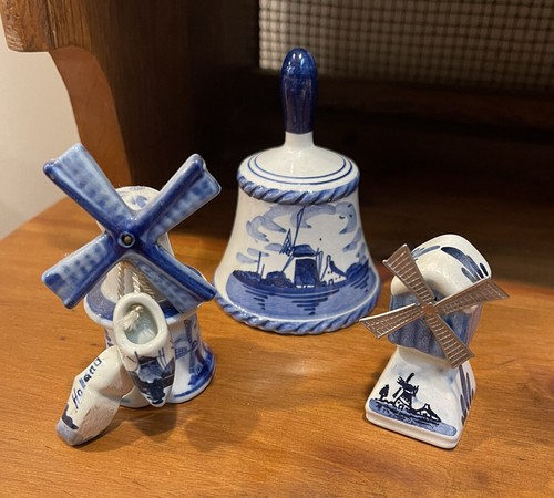 Three pieces delft made - three,