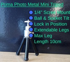 Mini Tripod Metal 1/4" Mount