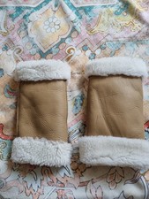 Dents Sheepskin Fingerless Gloves, Camel Nappa