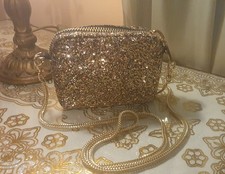 Gold Glitter Shoulder/Clutch Bag RIVER ISLAND