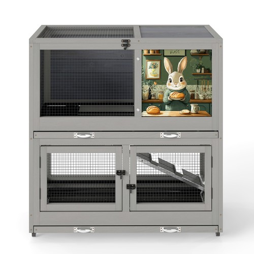 Indoor tier bunny hutch - 2-tier,