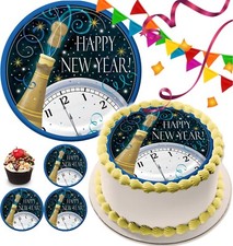 New Year Cake Topper Party Decoration Edible Cupcake Celebration Happy Champagne