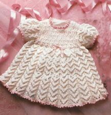 Baby Dress Knitting Pattern very pretty with smocked yoke 16-22" DK 651