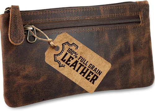 Leather pencil case pouch - leather,