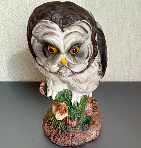 White brown owl ceramic - white,