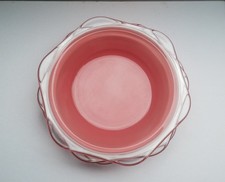 Vintage Phoenix Spray-ware Pyrex Pink Clear Glass Dessert Bowls X3 70s Kitsch 