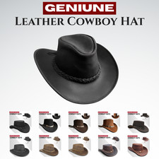 Real Leather Cowboy Hat Black